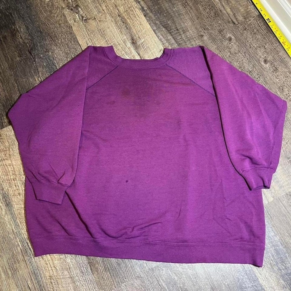Vintage 1980s Blank Raglan Sweatshirt Purple Crewneck XL